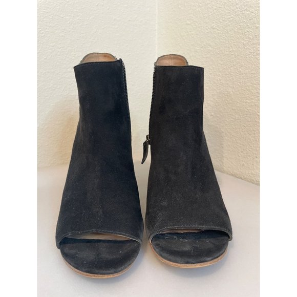 Halogen Warin Black Suede Open Toe Bootie - Picture 4 of 9